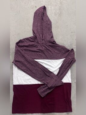 Hudson Barrow Colorblock Hooded Pullover - Heather Plum, White & Burgundy